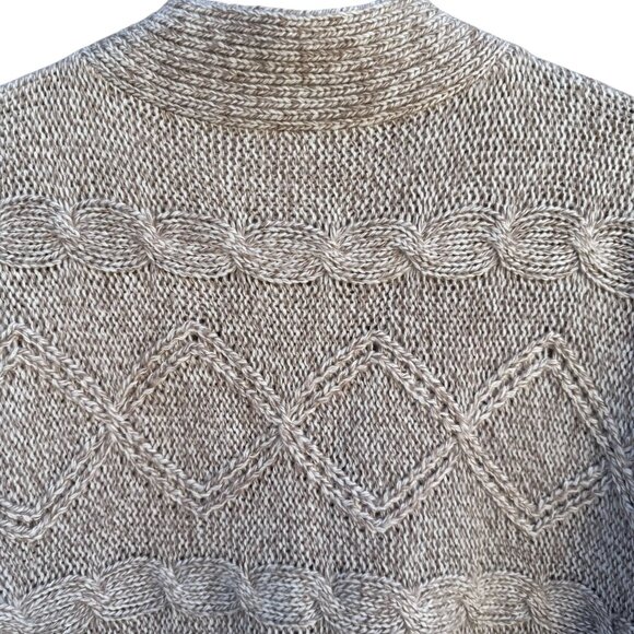 LA Blues Chunky Cable Knit Soft Gray Short Sleeve One Button Cardigan Sweater - Picture 7 of 10